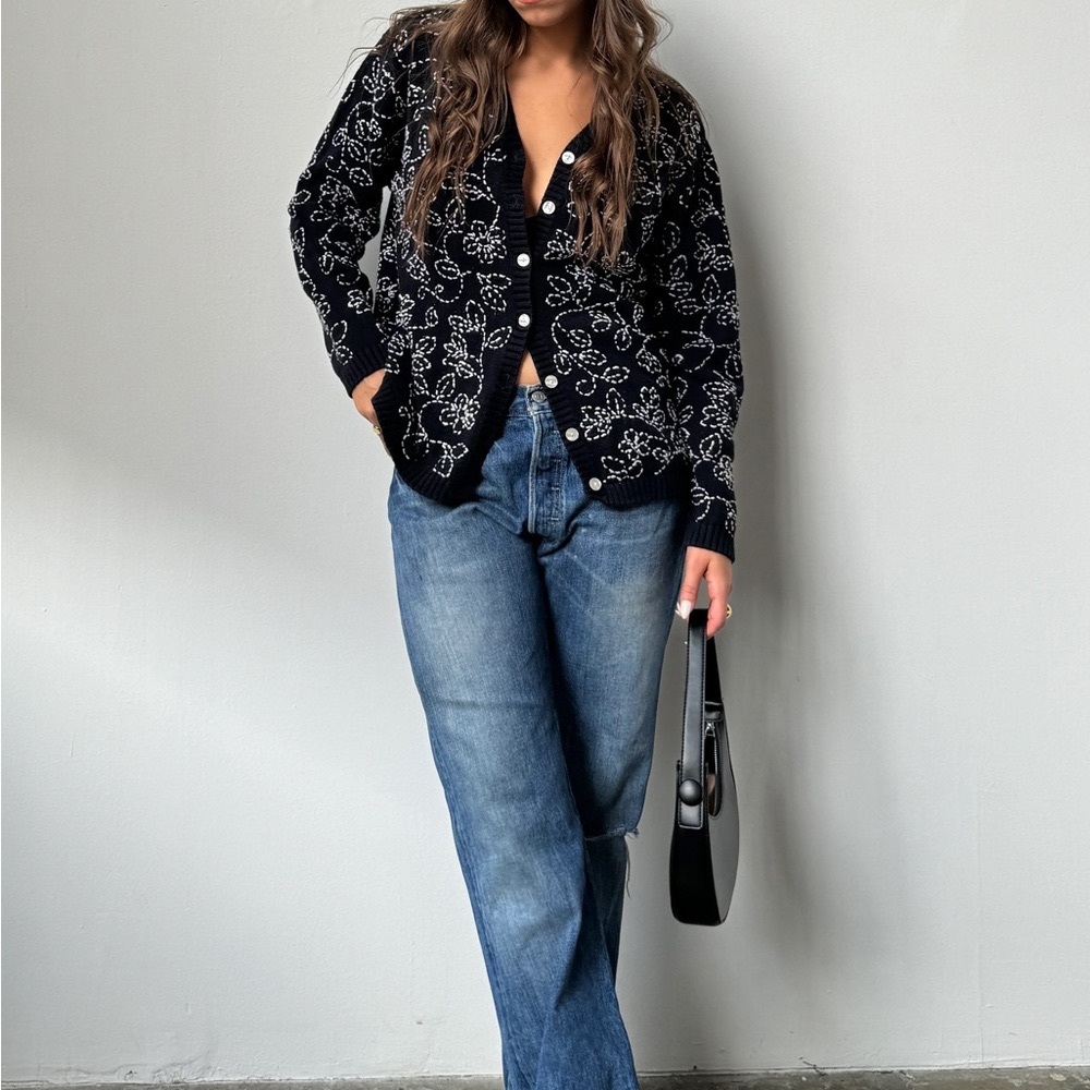 90s Vintage Embroidered Cardigan